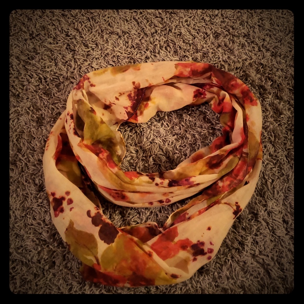 Autumn colors infinity scarf with floral design